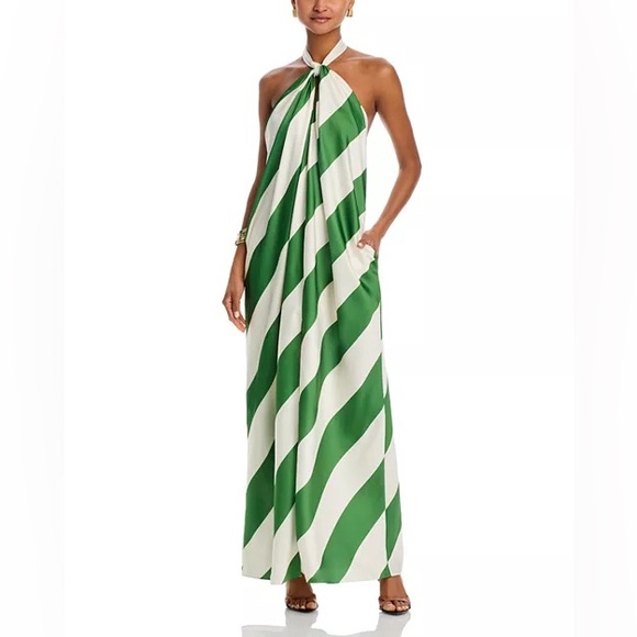 Ronny Kobo Chantell Diagonal Striped Halterneck Maxi Dress